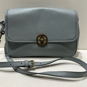 FOSSIL “Jasmine Flap” Blue Pebbled Leather Crossbody Bag